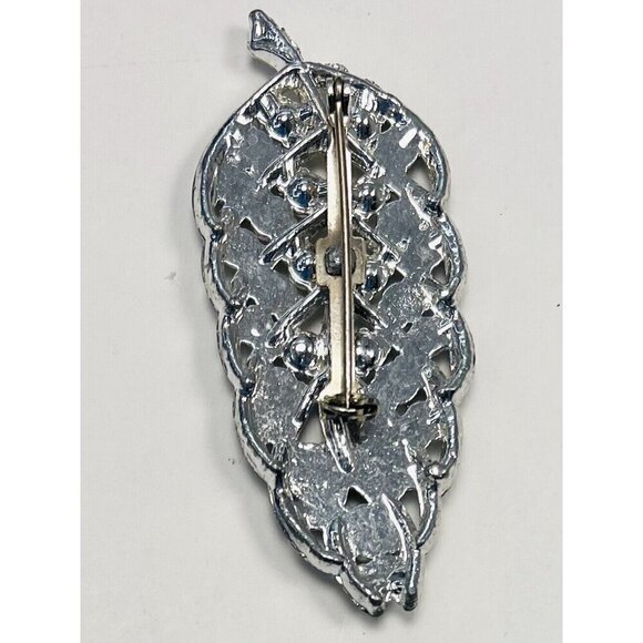 Set 2 Silvertone 2.5" Leaf BROOCHES Brooch Lapel Pins Pinbacks Jewelry EUC - Picture 3 of 5